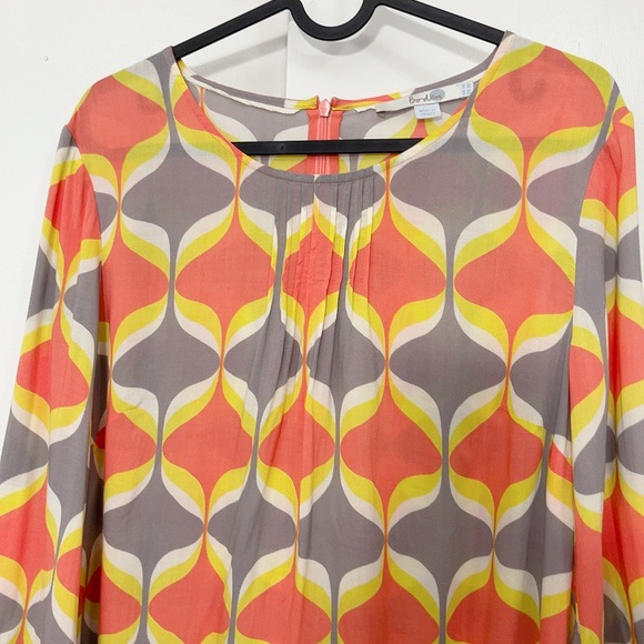BODEN | ORANGE & GRAY PRINTED POCKET TOP BLOUSE - Picture 3 of 12